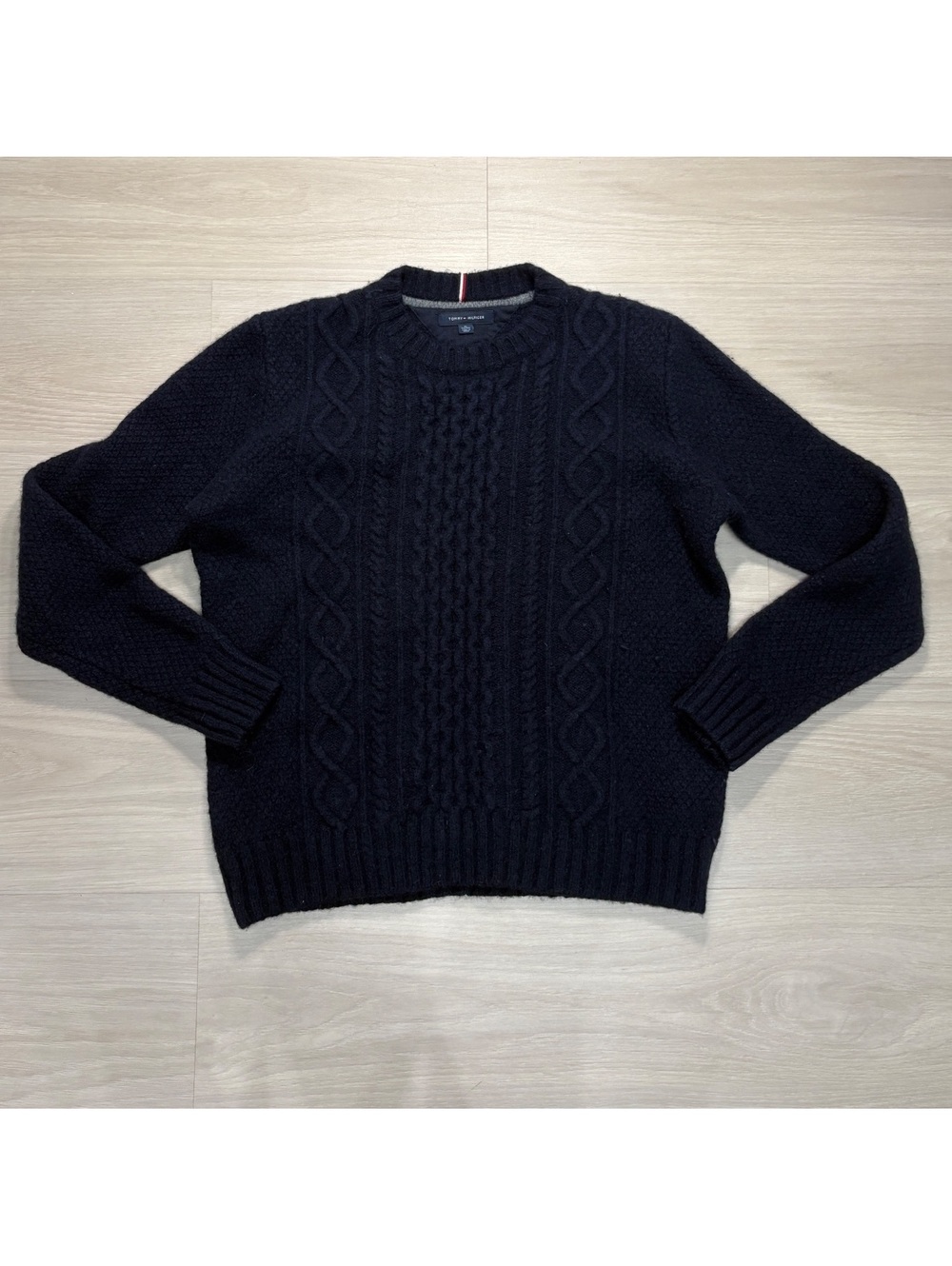 Tommy Hilfiger Navy Cable Knit Wool Sweater XL